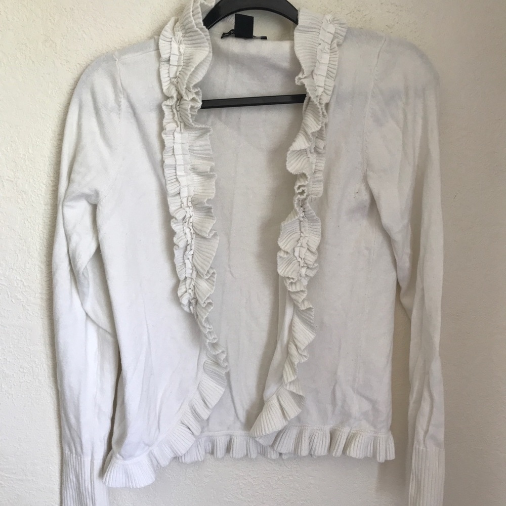 WHBH ivory ruffle cardigan Large